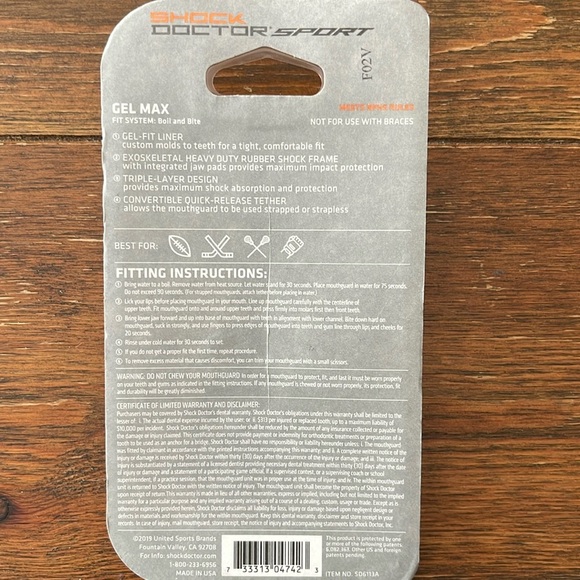 Shock Doctor | Sport | Gel Max Mouth Guard | Custom Fit Adult 11+ - Picture 2 of 2